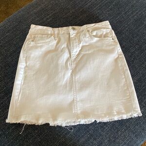 Just Black white denim fretted hem skirt